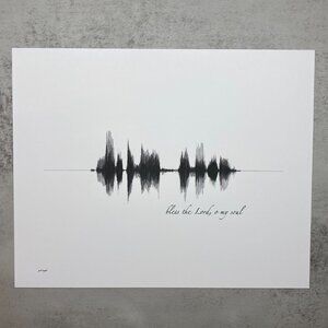 NEW Bless The Lord Soundwave Wall Art Print 8x10in Black White Christian Modern
